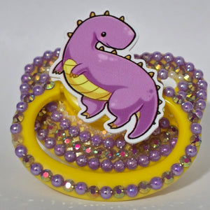 Purple and Yellow Dinosaur Adult Pacifier