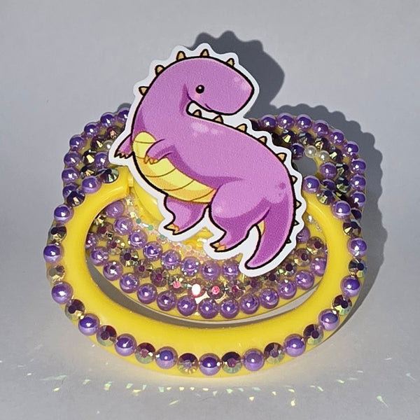 Purple and Yellow Dinosaur Adult Pacifier