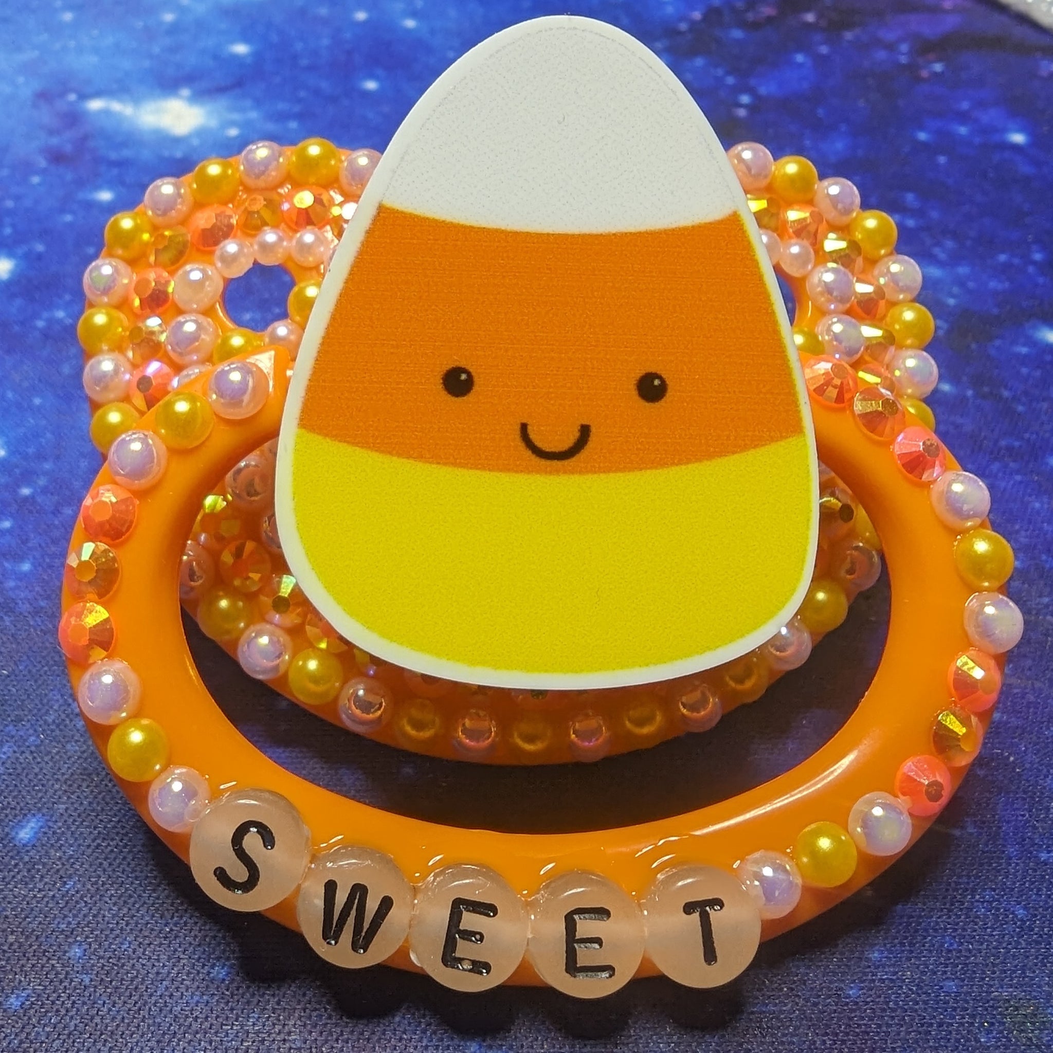 Sweet Candy Corn Orange Adult Pacifier